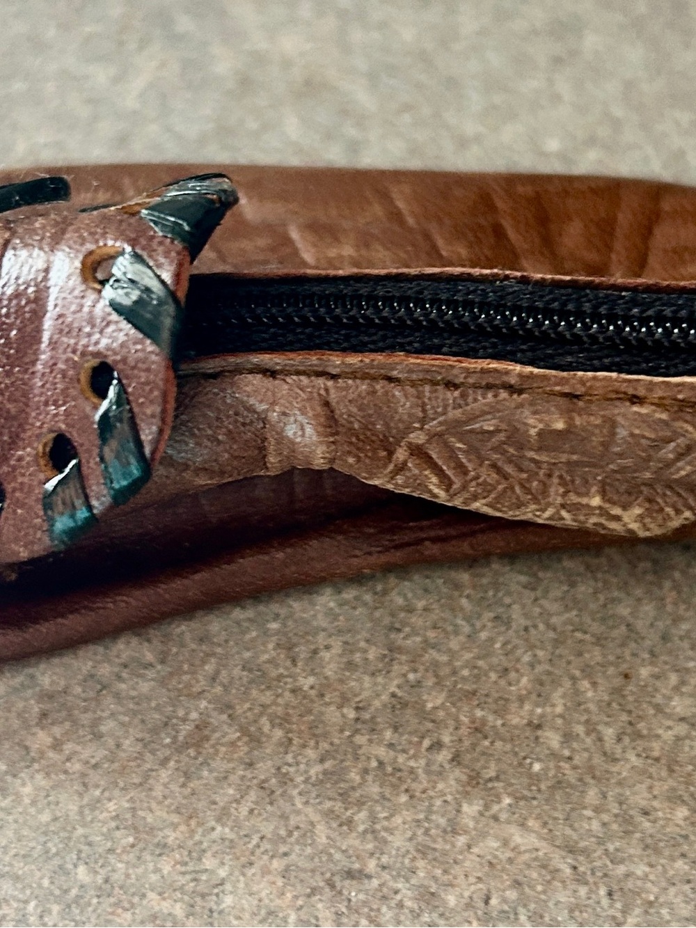 Vintage brown leather coin purse